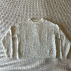 Divided Cream Fuzzy Crewneck Sweater
